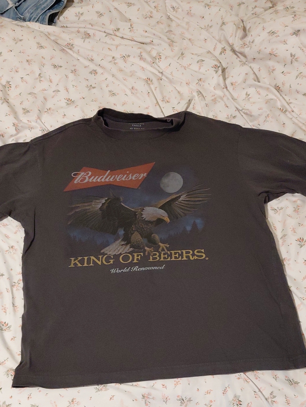 American Eagle Outfitters Black Graphic Budweiser Eagle Tee